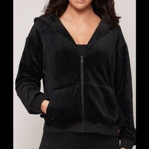 Aurum Activewear Velour Black Hoodie S NWT